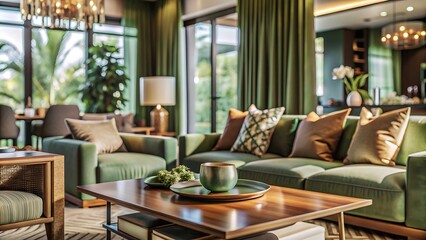 Fototapeta premium Green Living Room Interior Design.
