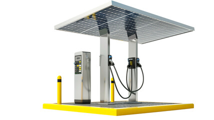 A solar-powered station with a solar panel on the top, isolated, AI-generated  