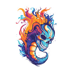 animal head vector with burning fire