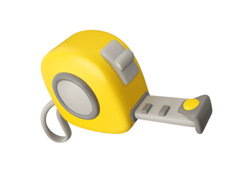 Measure tape cartoon vector 3d icon. Measurement tool isolated on white background