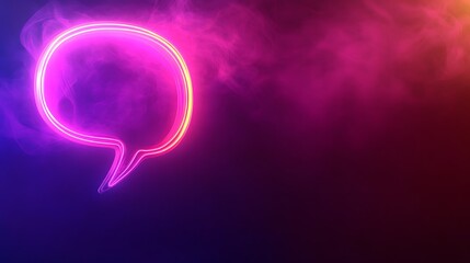 Neon Speech Bubble with Purple and Pink Smoke