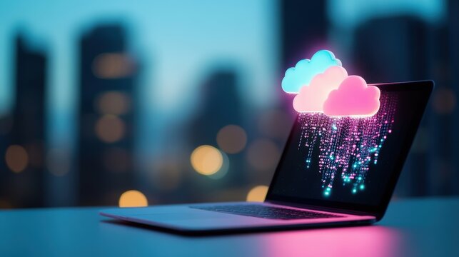 A laptop screen displaying a dashboard with cloud based applications, showcasing the integration of cloud services into daily work and life.