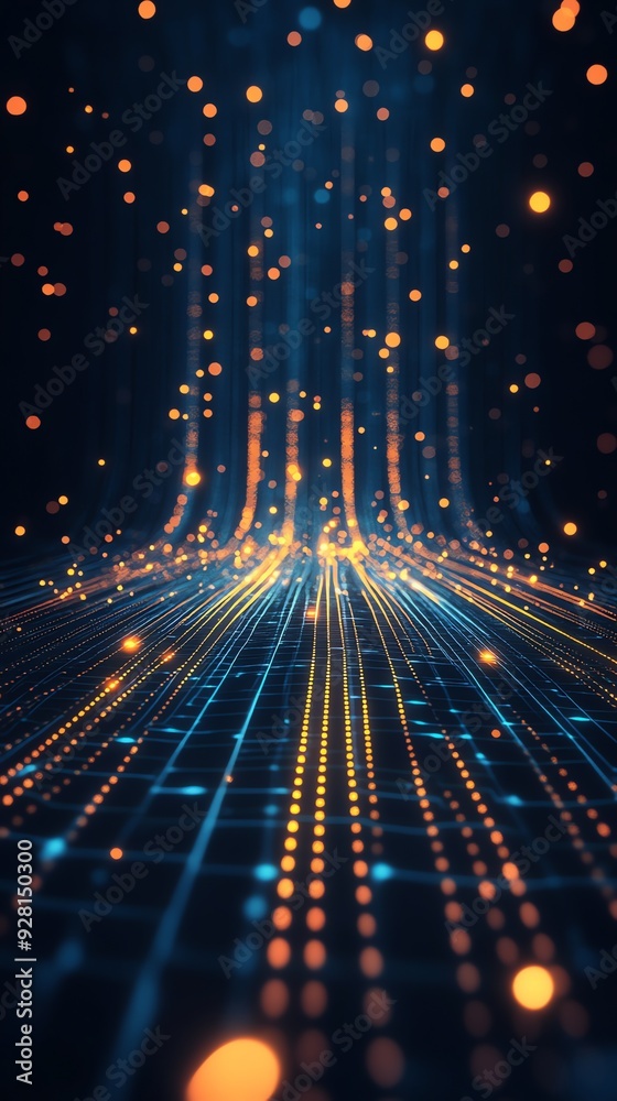 Aufkleber Abstract technology background with glowing lines and dots.