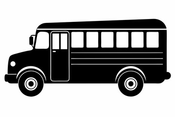 School bus silhouette, bus car vector illustration