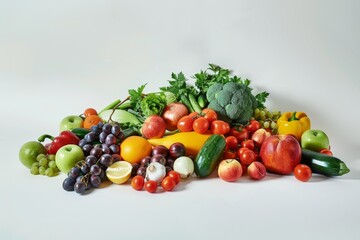 Assortment of Fresh Produce on a White Background