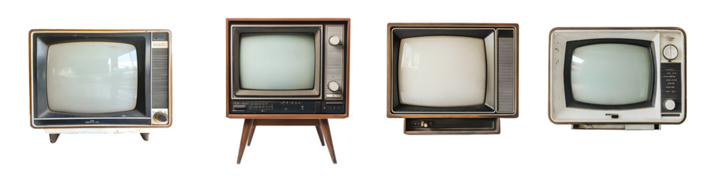 old tv, retro isolated on a transparent PNG background, white background , cut out, clipping path, Generative Ai