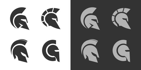 Set of Spartan Knight Helmet warrior icon logo vector design isolated
