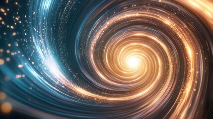 Obraz premium Mesmerizing spiral of light beams, converging into a central glowing point, abstract design, concept of focus and energy