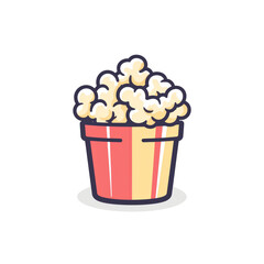 A cartoon illustration of a bucket of popcorn.