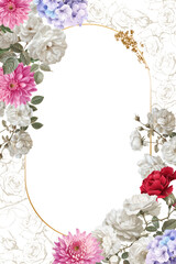 Editable Template Vintage Flower Frame Design
