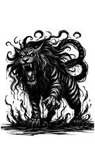 Fototapeta premium Horror Monster Tattoo: Dark Illustration Art