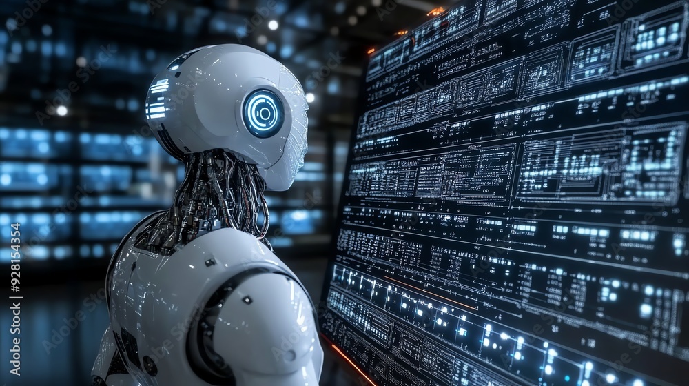Poster Artificial Intelligence Robot Analyzing Data.