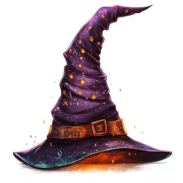 recommend clip art: Purple and black witch hat with stars and a belt.
