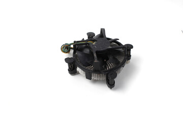 Chip cooler isolated on white background, processor fan, top view, good for article or commercial