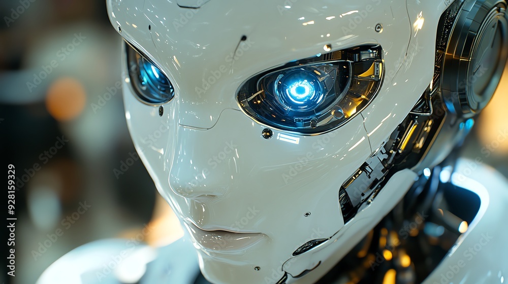 Poster close up of robotic eye looking directly at the camera.