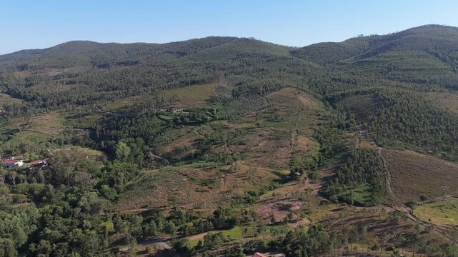 Aerial view of Aguiar de Sousa, Gondomar, Portugal, showcasing mountain terrain