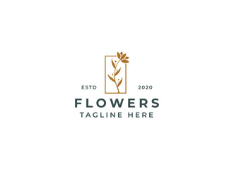 Beauty flowers and spa logo design vector illustration. Minimalist flowers logo design