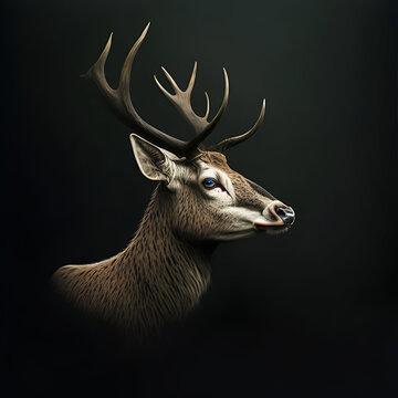 	
white wild stag profile side on white background photo realistic 3d