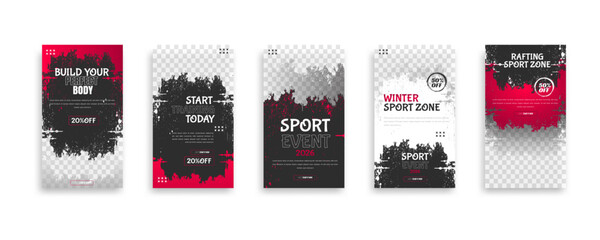 Set of Gym Fitness social media post design template. Suitable for social media, flyers, banner, and web internet.