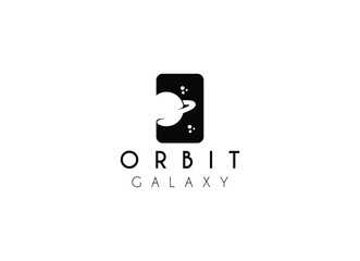 Orbit galaxy and planet space logo design vector illustration
