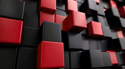 Abstract Red and Black Cube Pattern