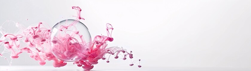 Ink drops in water forming complex fractal shapes, organic shapes, artistic and fluid. ,