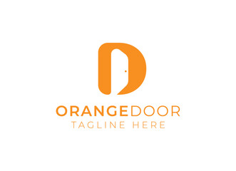 Orange door logo design. Door logo design vector illustration.