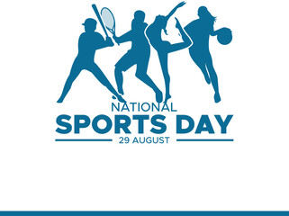 national sports day, 29 August, greeting card, editable template, national sports day stock illustration,