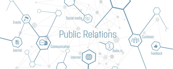 Public Relations card on white background	