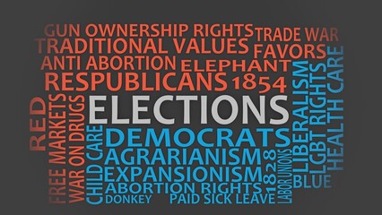 Political parties of USA. United States of America elections. Democrats against Republicans....