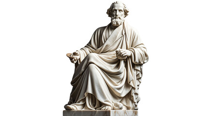 Naklejka premium Classical marble statue of philosopher isolated on transparent background.....