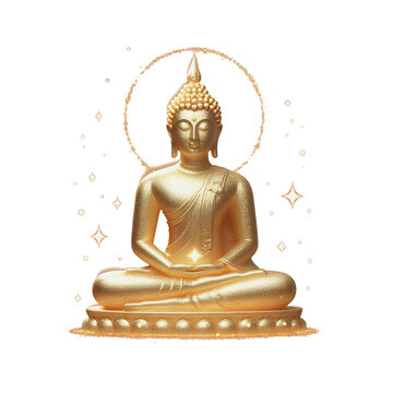 recommend clip art: Gold Buddha statue watercolor oil painting clipart transparent background png