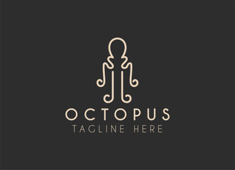 kraken octopus trident hipster vintage logo vector icon illustration