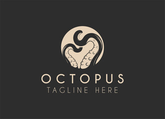 kraken octopus trident hipster vintage logo vector icon illustration © AlvinStd.