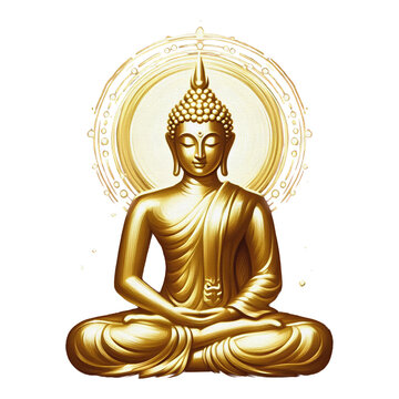recommend clip art: Gold Buddha statue watercolor oil painting clipart transparent background png