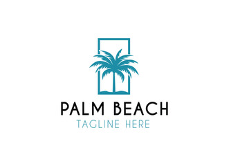 Resort and beach palm logo design with premium concept vector illustration.