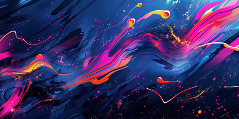 Liquid oil, acrylic paint abstraction. Abstract template. Modern trendy background. Creative design banner wallpaper poster header social media post. Expressive bright colors. Generative Ai content