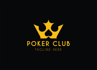 Poker club logo design vector. The king of poker club logo design