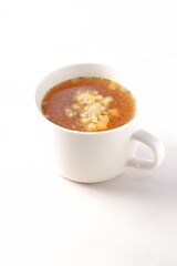 熱々のオニオンコンソメスープ
