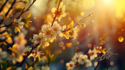 Art illustration flower garden atmosphere in spring