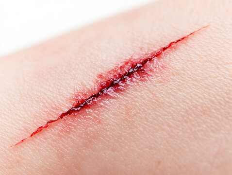 photo of a close-up of human skin with a fresh cut 
