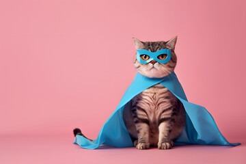 Fototapeta premium スーパーヒーローの衣装を着たスコティッシュフォールドのネコ