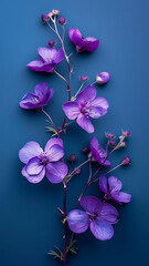 Obraz premium Violet Flowers Against a Bold Blue Background