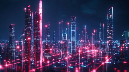 Obraz premium Cyberpunk Cityscape with Neon Lights