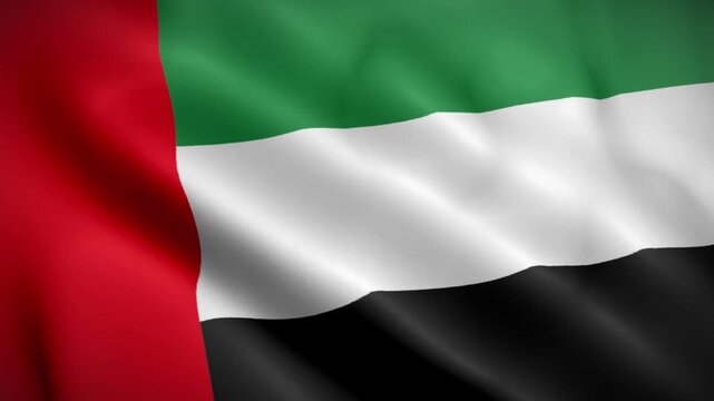 United Arab Emirates UAE flag waving in the wind animation background. High quality 4K seamless loop video