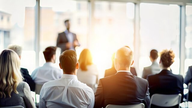 Business Seminar Soft Blur - Gentle blur of a business seminar or workshop with blurred figures.
