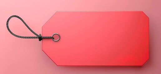 Blank pink price tag with a string and metal ring. Perfect for adding your own text or design.