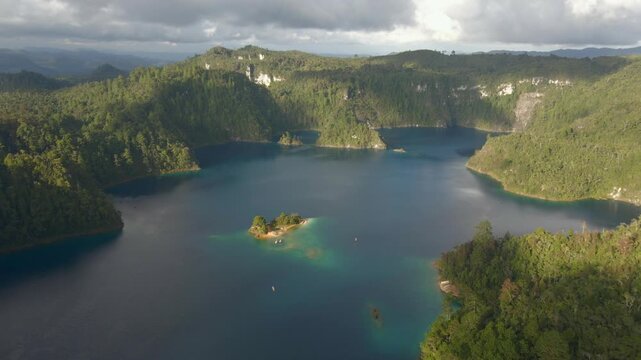Montebello lakes nature valley, Mexico travel destination aerial Chiapas national park