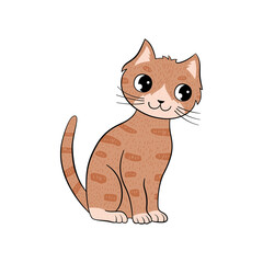 Cute cat, little kitten. Vector cartoon illustration. Favorite ginger character.