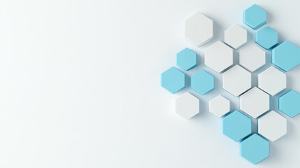 An abstract blend of white space and blue hexagons that adds a modern touch to your design with playful cartoon textures.